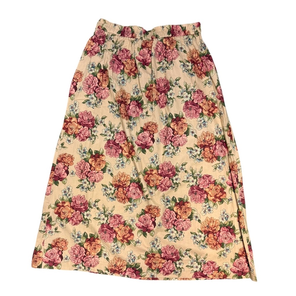 Vintage Portraits Northern Isles Floral Print Skirt Cottage Core Grandmas Couch